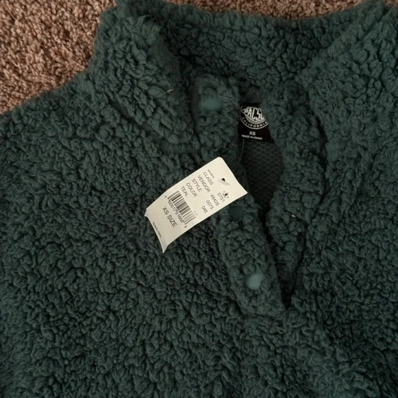NWT Pacsun Teal Sherpa Pullover Jacket - Women's - Picture 2 of 3